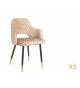 Chaise velours grège avec accoudoir / Pieds noir embouts dorée
