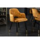 Chaises velours jaune avec accoudoir / Pieds noir embouts dorée