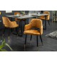 Chaises velours jaune avec accoudoir / Pieds noir embouts dorée