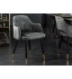 Chaises velours gris vert avec accoudoir / Pieds noir embouts dorés