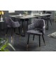 Chaises velours gris avec accoudoir / Pieds noir embouts dorés
