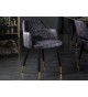 Chaises velours gris avec accoudoir / Pieds noir embouts dorés