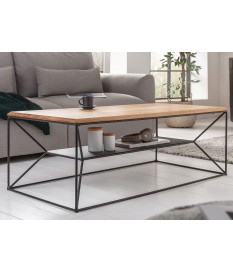 Table basse design bois et métal rectangulaire 110 cm