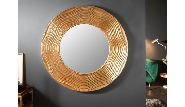 Miroir mural rond 100 cm déco doré vintage