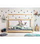 Lit maisonnette en bois naturel - Couchage au choix