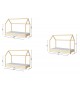 Lit maisonnette en bois naturel - Couchage au choix