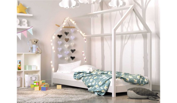 Lit maisonnette blanche - Couchage au choix