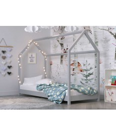 Lit maisonnette gris - Couchage au choix