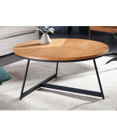 Table basse ronde moderne chêne naturel