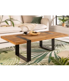 Table basse en bois de Manguier et métal