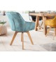 Chaises velours avec accoudoir Bleu lagon / Pieds bois massif
