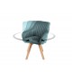 Chaises velours avec accoudoir Bleu lagon / Pieds bois massif