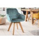 Chaises velours avec accoudoir Bleu lagon / Pieds bois massif