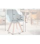 Chaises velours avec accoudoir Bleu lagon / Pieds bois massif
