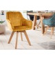 Chaise velours capitonnée Jaune / Pieds bois massif