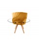 Chaise velours capitonnée Jaune / Pieds bois massif