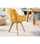 Chaise velours capitonnée Jaune / Pieds bois massif