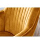Chaise velours capitonnée Jaune / Pieds bois massif