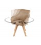 Chaise velours capitonnée champagne / Pieds bois massif