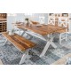 Table campagnarde shabby chic bois de Manguier et Blanche