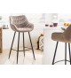 Chaise haute de bar en velours champagne