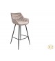 Chaise haute de bar en velours champagne