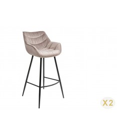 Chaise haute de bar en velours champagne