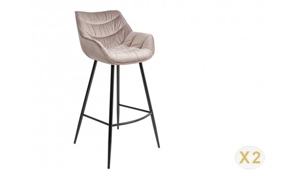 Chaise haute de bar en velours champagne