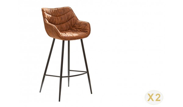 Chaise haute de bar brun antique