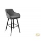 Chaise de bar haute en velours gris argent