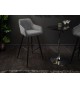 Chaise de bar haute en velours gris argent