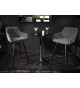Chaise de bar haute en velours gris argent
