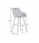 Chaise de bar haute en velours gris argent