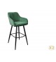 Chaise de bar haute en velours vert émeraude