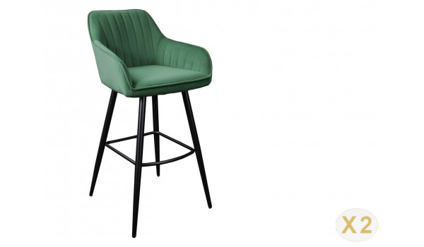 Chaise de bar haute en velours vert émeraude