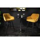 Chaise de bar haute velours jaune moutarde