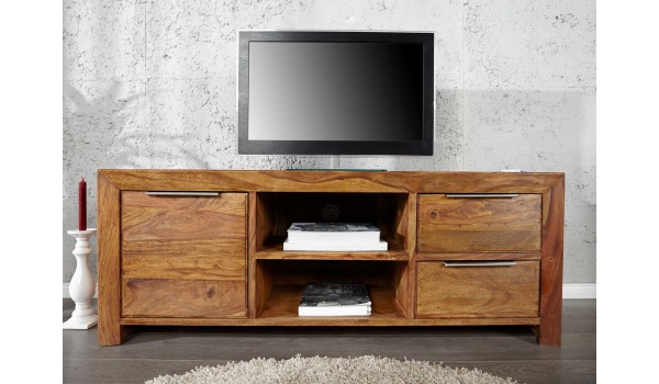Meuble TV 135 cm, bois massif Sesham