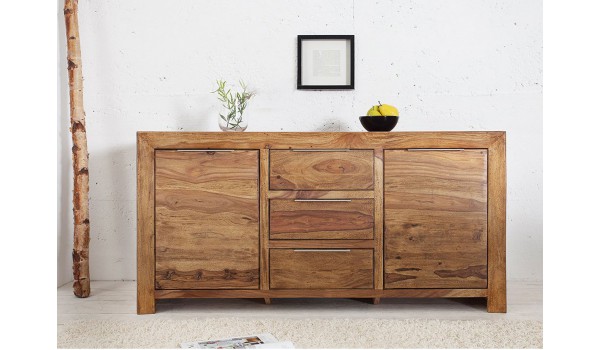 Meuble buffet 135 cm, bois massif Sesham