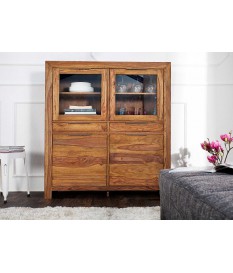 Buffet vaisselier vitré bois massif Sesham