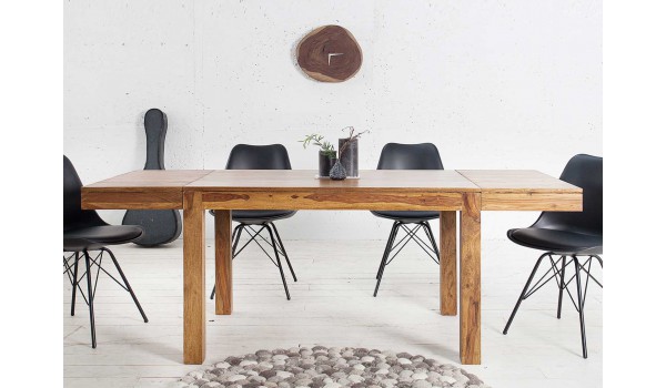Table à manger avec allonge bois massif Sesham 120-200 cm