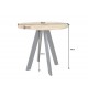 Petite table ronde en bois massif de manguier et pied métal