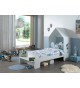 Lit enfant type cabane 90 x 200 cm blanc laqué mat