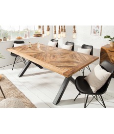 Table en bois de manguier - Pied en X noir
