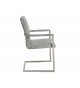 Chaise design tissu gris pierre avec accoudoirs et armature en acier
