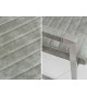 Chaise design tissu gris pierre avec accoudoirs et armature en acier