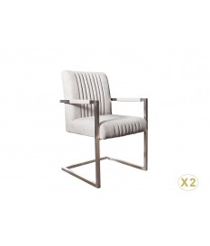Big chaise capitonnée design gris pierre et armature en acier