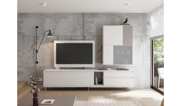 Meuble TV panneau TV orientable et meuble mural