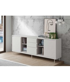 Buffet design 200 cm blanc et gris fumé