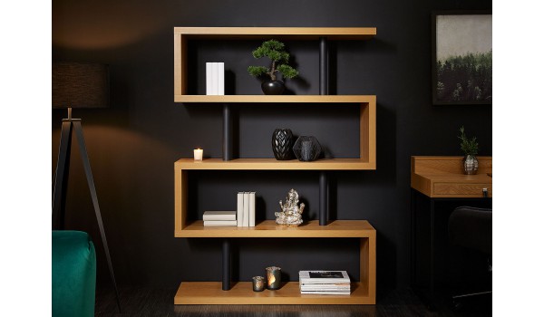 Bibliothèque étagère en bois et métal moderne