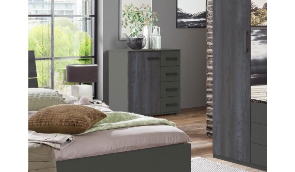 Commode moderne 4 tiroirs - 1 Porte